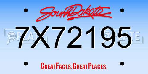 7X72195 South Dakota License Plate