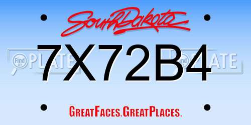 7X72B4 South Dakota License Plate