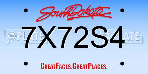 7X72S4 South Dakota License Plate