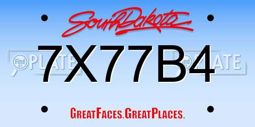 7X77B4 South Dakota License Plate