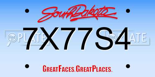 7X77S4 South Dakota License Plate