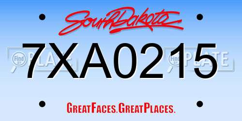 7XA0215 South Dakota License Plate