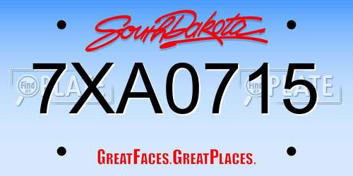 7XA0715 South Dakota License Plate