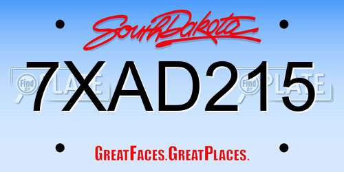 7XAD215 South Dakota License Plate