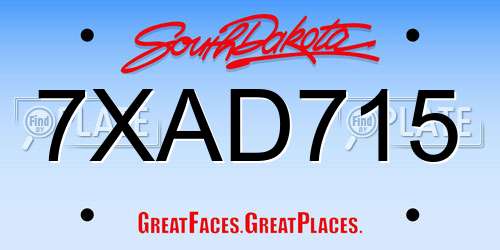 7XAD715 South Dakota License Plate