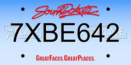 7XBE642 South Dakota License Plate