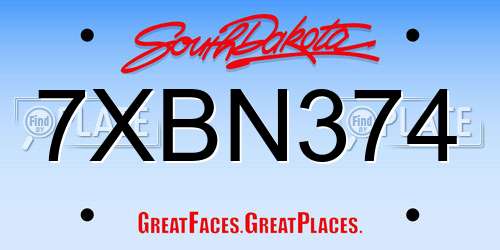 7XBN374 South Dakota License Plate