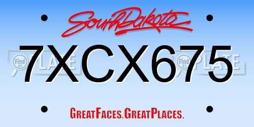 7XCX675 South Dakota License Plate