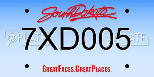 7XD005 South Dakota License Plate
