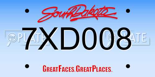 7XD008 South Dakota License Plate