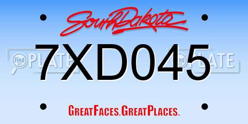 7XD045 South Dakota License Plate