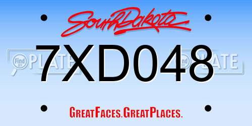 7XD048 South Dakota License Plate