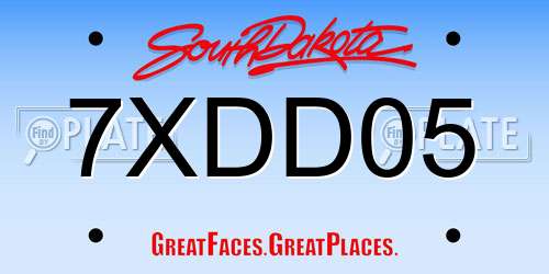7XDD05 South Dakota License Plate