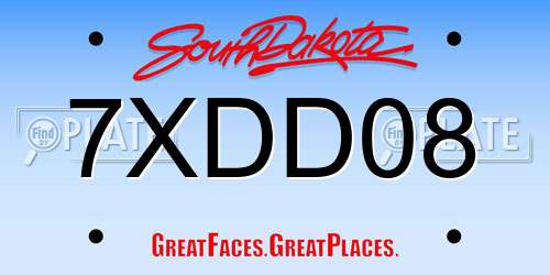 7XDD08 South Dakota License Plate