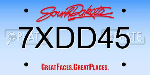 7XDD45 South Dakota License Plate