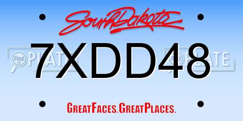 7XDD48 South Dakota License Plate