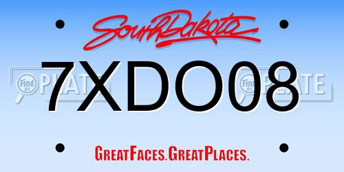 7XDO08 South Dakota License Plate