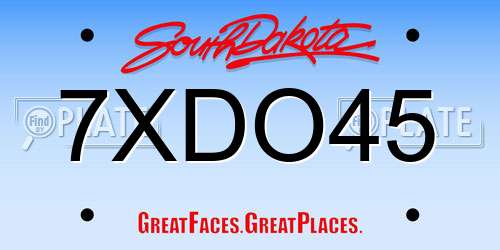 7XDO45 South Dakota License Plate