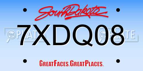 7XDQ08 South Dakota License Plate