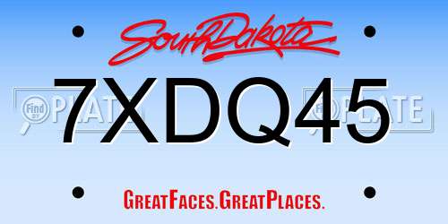 7XDQ45 South Dakota License Plate