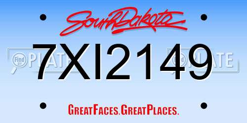 7XI2149 South Dakota License Plate
