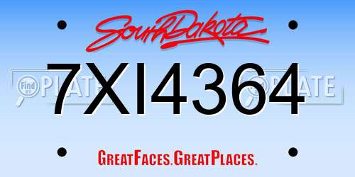 7XI4364 South Dakota License Plate