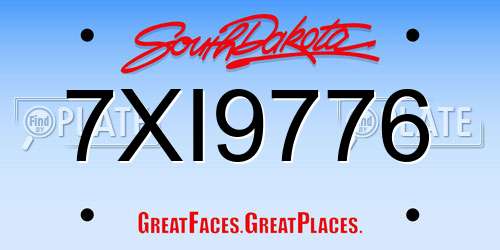7XI9776 South Dakota License Plate