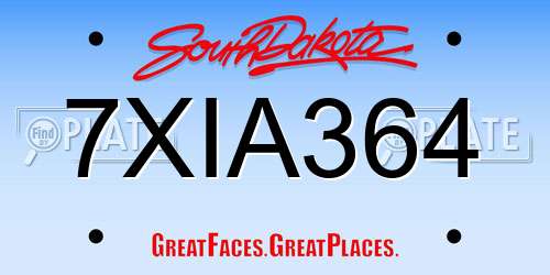 7XIA364 South Dakota License Plate