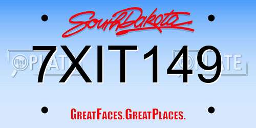 7XIT149 South Dakota License Plate