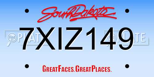 7XIZ149 South Dakota License Plate