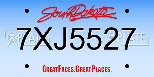 7XJ5527 South Dakota License Plate