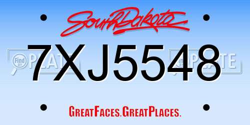 7XJ5548 South Dakota License Plate