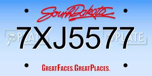 7XJ5577 South Dakota License Plate