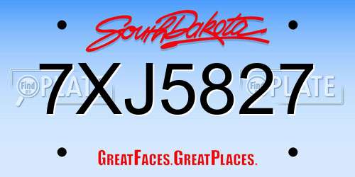 7XJ5827 South Dakota License Plate