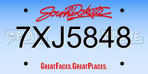 7XJ5848 South Dakota License Plate