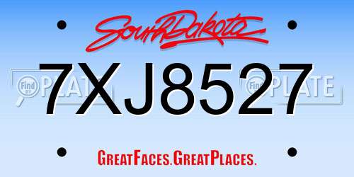 7XJ8527 South Dakota License Plate