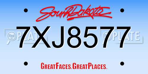 7XJ8577 South Dakota License Plate