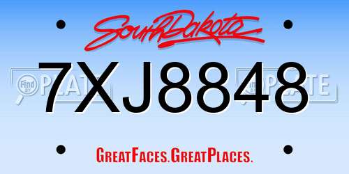 7XJ8848 South Dakota License Plate
