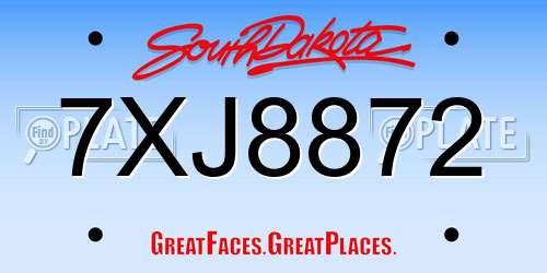 7XJ8872 South Dakota License Plate
