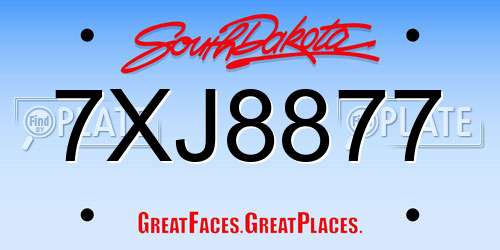 7XJ8877 South Dakota License Plate