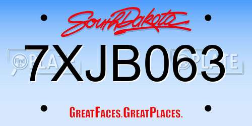 7XJB063 South Dakota License Plate