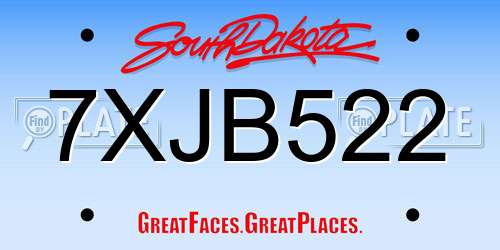 7XJB522 South Dakota License Plate