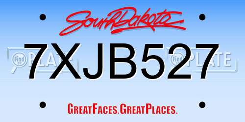 7XJB527 South Dakota License Plate