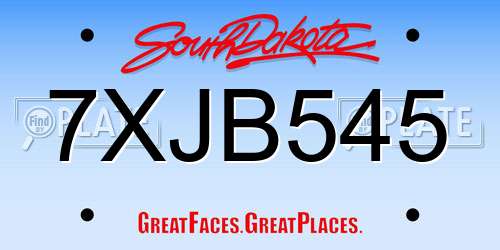 7XJB545 South Dakota License Plate