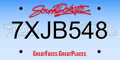 7XJB548 South Dakota License Plate