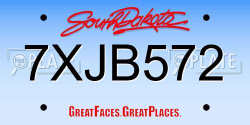 7XJB572 South Dakota License Plate