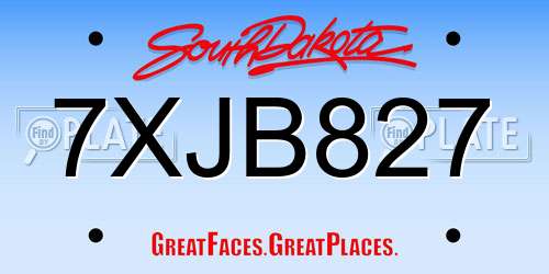 7XJB827 South Dakota License Plate