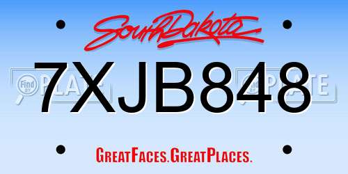 7XJB848 South Dakota License Plate