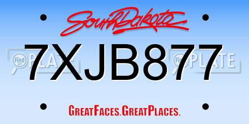 7XJB877 South Dakota License Plate