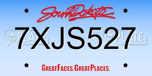 7XJS527 South Dakota License Plate